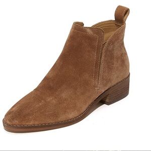 Dolce Vita Tessey Ankle Booties Size 10 Caramel Brown Suede Slip-On Boots Womens